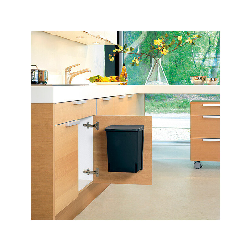 Кош за боклук за вграждане Brabantia Built-In 647043, 10 л, Широк отвор, Лесно почистване, Черен