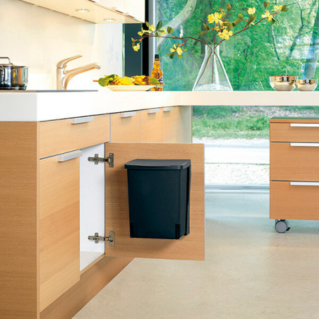 Кош за боклук за вграждане Brabantia Built-In 647043, 10 л, Широк отвор, Лесно почистване, Черен