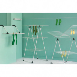 Сушилник за дрехи Brabantia 90300182, Т-образен, 20 м, Устойчив на корозия, Регулируеми крила, Решетка за сушене, Бял