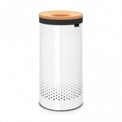 Кош за пране Brabantia 90300239, 35 л, Корков капак, Пълнене без отваряне, Вентилационни отвори, Бял