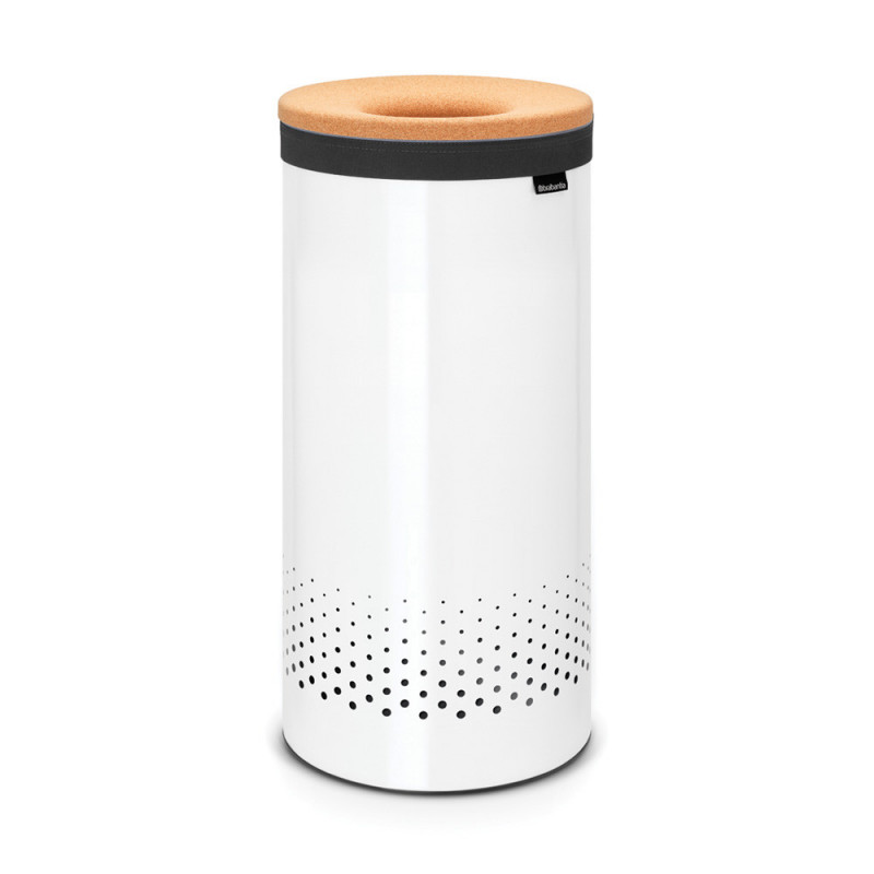 Кош за пране Brabantia 90300239, 35 л, Корков капак, Пълнене без отваряне, Вентилационни отвори, Бял