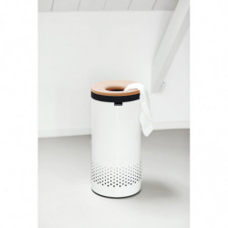 Кош за пране Brabantia 90300239, 35 л, Корков капак, Пълнене без отваряне, Вентилационни отвори, Бял