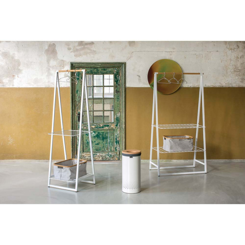 Кош за пране Brabantia 90300239, 35 л, Корков капак, Пълнене без отваряне, Вентилационни отвори, Бял