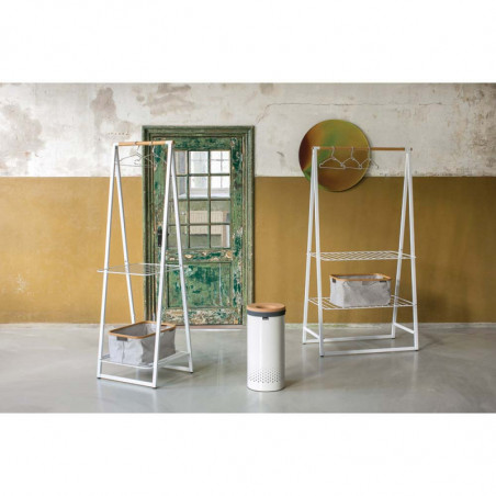 Кош за пране Brabantia 90300239, 35 л, Корков капак, Пълнене без отваряне, Вентилационни отвори, Бял