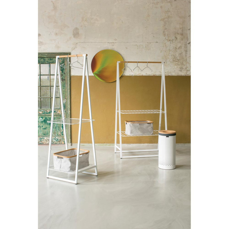 Кош за пране Brabantia 90300239, 35 л, Корков капак, Пълнене без отваряне, Вентилационни отвори, Бял