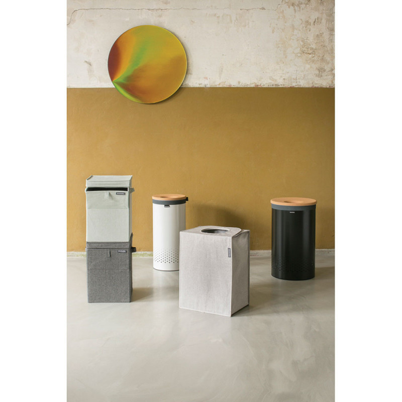 Кош за пране Brabantia 90300239, 35 л, Корков капак, Пълнене без отваряне, Вентилационни отвори, Бял