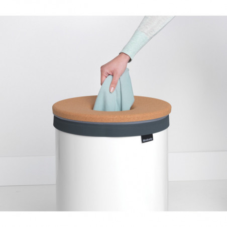 Кош за пране Brabantia 90300241, 60 л, Корков капак, Пълнене без отваряне, Вентилационни отвори, Бял