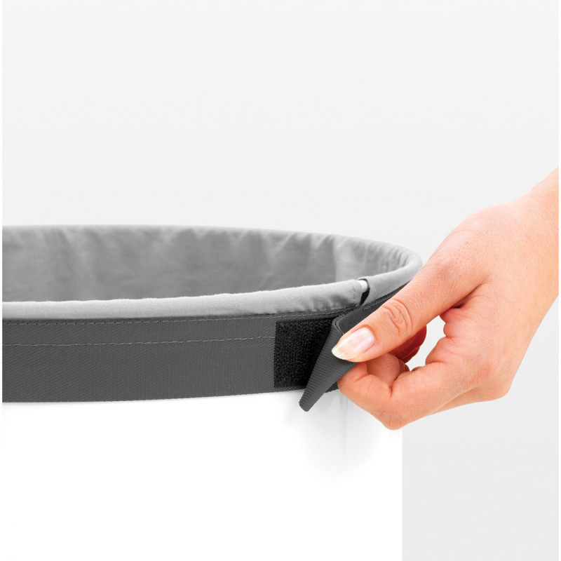 Кош за пране Brabantia 90300241, 60 л, Корков капак, Пълнене без отваряне, Вентилационни отвори, Бял