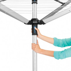 Външен простор Brabantia Lift-O-Matic Advance 90300254, 50 м, Регулируема височина, Метален шиш за вкопаване, Калъф, Торба с щипки, Резистентен на корозия, Инокс