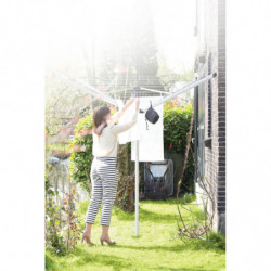 Външен простор Brabantia Lift-O-Matic Advance 90300254, 50 м, Регулируема височина, Метален шиш за вкопаване, Калъф, Торба с щипки, Резистентен на корозия, Инокс