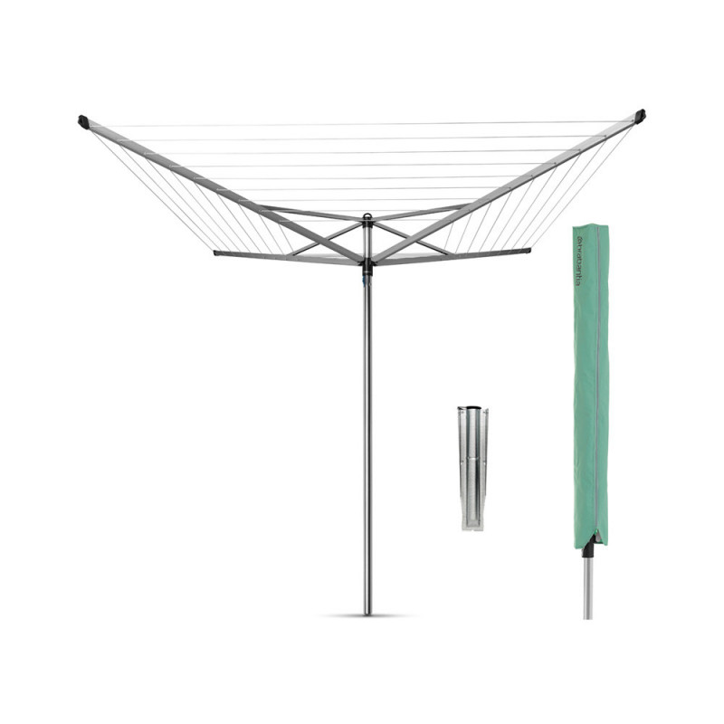 Външен простор Brabantia TopSpinner 90300263, 50 м, Метален шиш за вкопаване, Калъф, Резистентен на корозия, Инокс