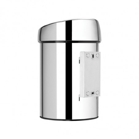 Кош за боклук Brabantia Touch Bin 647210, 3 л, Плавно и безшумно отваряне, Стенен монтаж, Брилянтен инокс