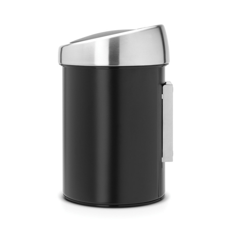 Кош за боклук Brabantia Touch Bin 647214, 3 л, Плавно и безшумно отваряне, Стенен монтаж, Черен/инокс