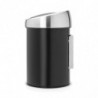 Кош за боклук Brabantia Touch Bin 647214, 3 л, Плавно и безшумно отваряне, Стенен монтаж, Черен/инокс
