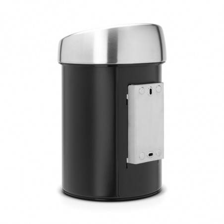 Кош за боклук Brabantia Touch Bin 647214, 3 л, Плавно и безшумно отваряне, Стенен монтаж, Черен/инокс