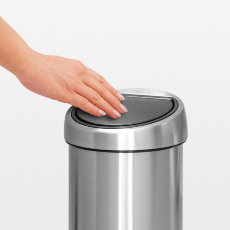 Кош за боклук Brabantia Touch Bin 647214, 3 л, Плавно и безшумно отваряне, Стенен монтаж, Черен/инокс