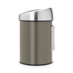 Кош за боклук Brabantia Touch Bin 647215, 3 л, Плавно и безшумно отваряне, Стенен монтаж, Сив