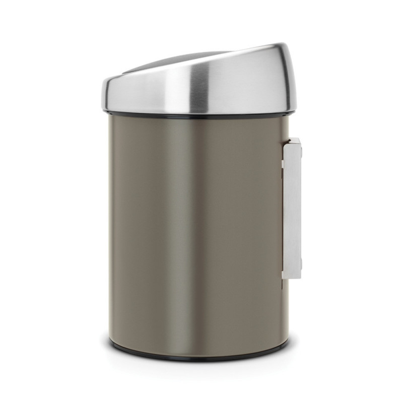 Кош за боклук Brabantia Touch Bin 647215, 3 л, Плавно и безшумно отваряне, Стенен монтаж, Сив