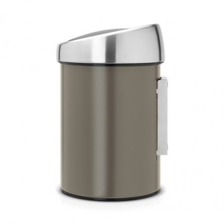 Кош за боклук Brabantia Touch Bin 647215, 3 л, Плавно и безшумно отваряне, Стенен монтаж, Сив