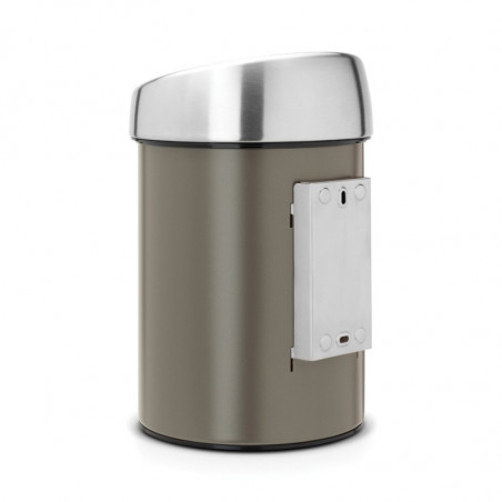 Кош за боклук Brabantia Touch Bin 647215, 3 л, Плавно и безшумно отваряне, Стенен монтаж, Сив