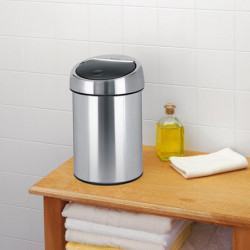 Кош за боклук Brabantia Touch Bin 647217, 3 л, Плавно и безшумно отваряне, Стенен монтаж, Устойчив на пръстови отпечатъци, Инокс