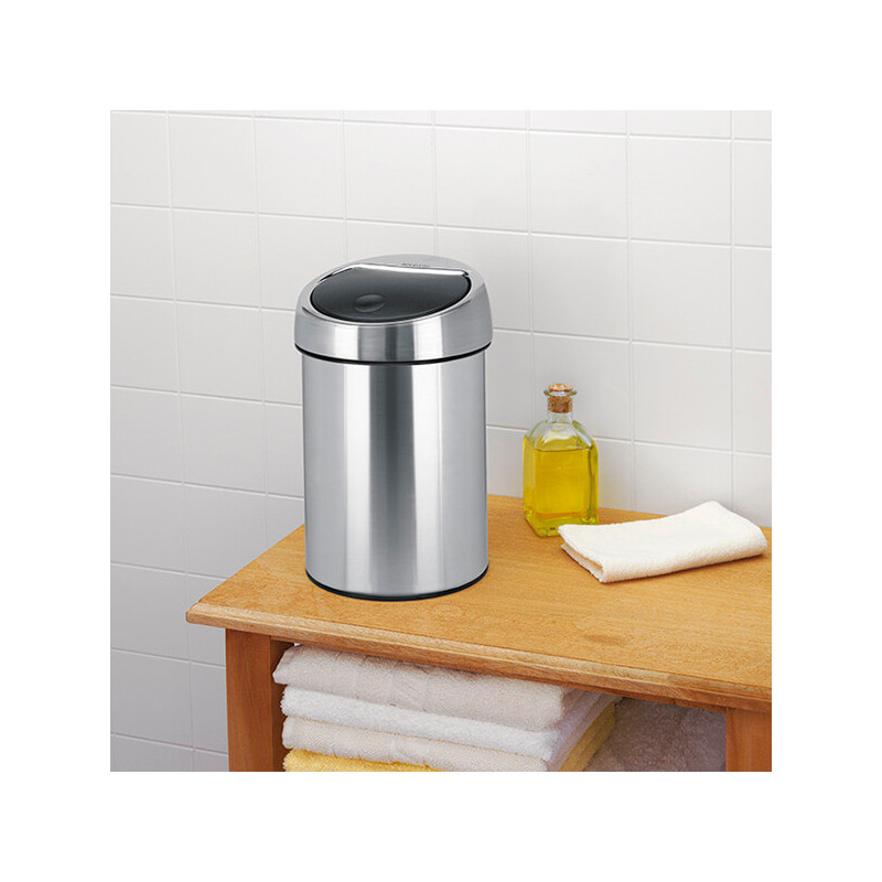 Кош за боклук Brabantia Touch Bin 647217, 3 л, Плавно и безшумно отваряне, Стенен монтаж, Устойчив на пръстови отпечатъци, Инокс