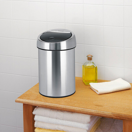 Кош за боклук Brabantia Touch Bin 647217, 3 л, Плавно и безшумно отваряне, Стенен монтаж, Устойчив на пръстови отпечатъци, Инокс