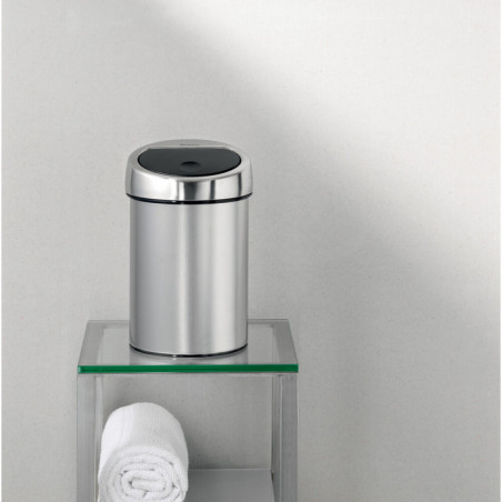 Кош за боклук Brabantia Touch Bin 647217, 3 л, Плавно и безшумно отваряне, Стенен монтаж, Устойчив на пръстови отпечатъци, Инокс