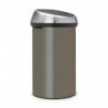 Кош за боклук Brabantia Touch Bin 647249, 60 л, Плавно и безшумно отваряне, Сив