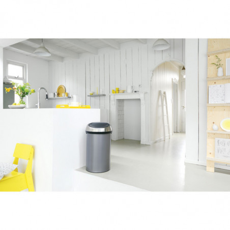 Кош за боклук Brabantia Touch Bin 647249, 60 л, Плавно и безшумно отваряне, Сив