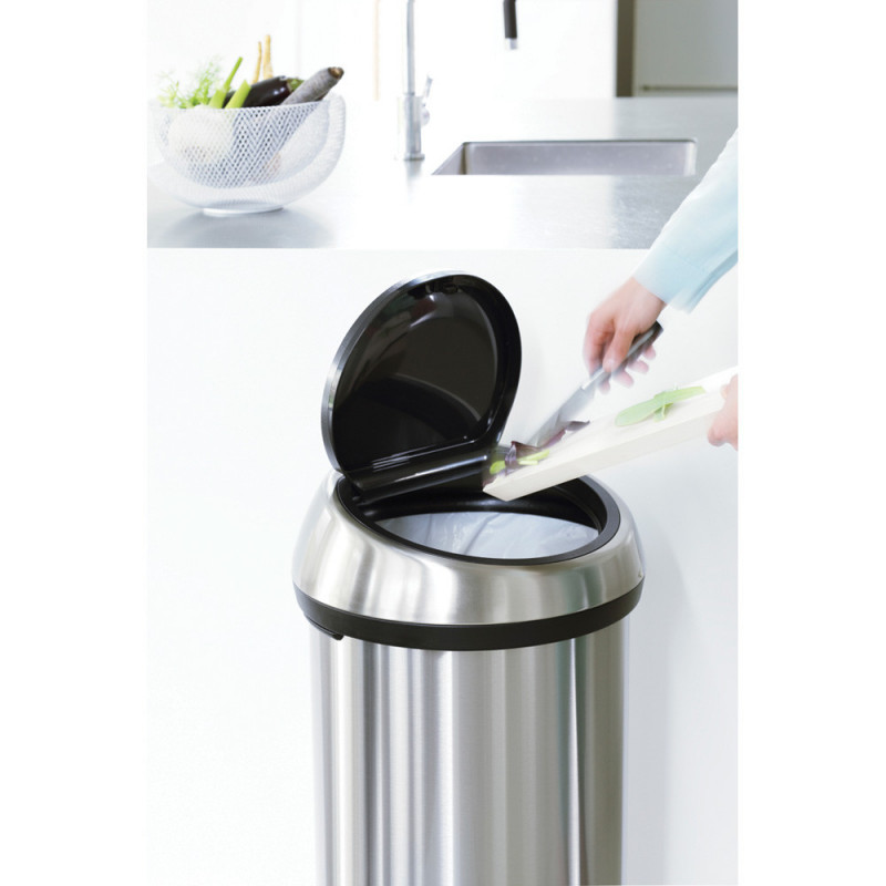 Кош за боклук Brabantia Touch Bin 647249, 60 л, Плавно и безшумно отваряне, Сив
