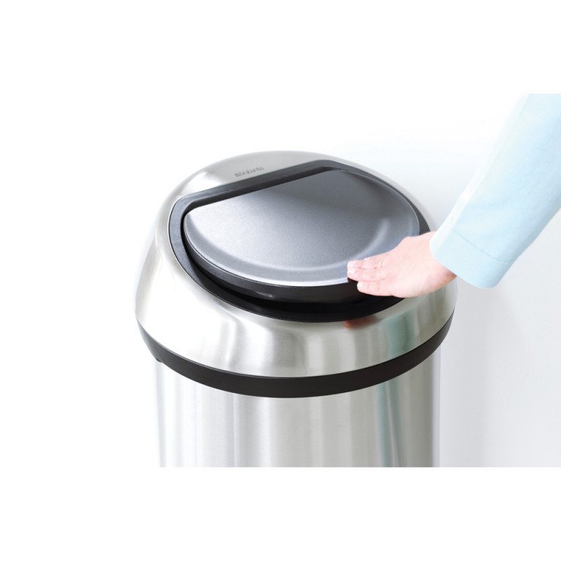 Кош за боклук Brabantia Touch Bin 647249, 60 л, Плавно и безшумно отваряне, Сив