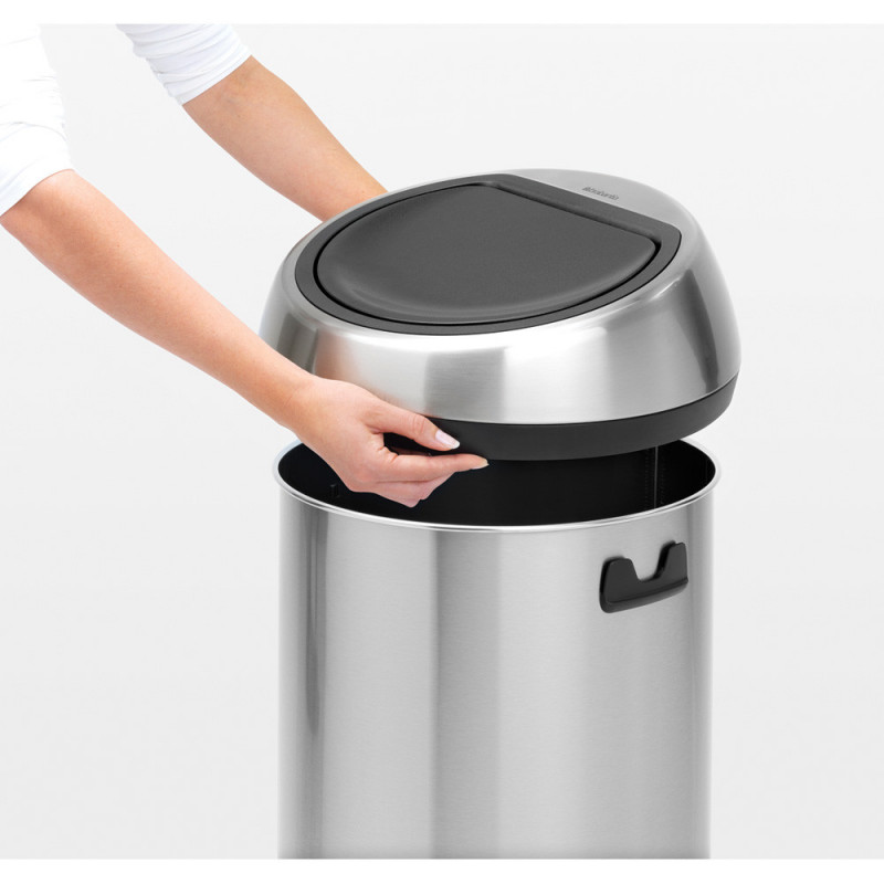 Кош за боклук Brabantia Touch Bin 647249, 60 л, Плавно и безшумно отваряне, Сив