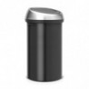 Кош за боклук Brabantia Touch Bin 647251, 60 л, Плавно и безшумно отваряне, Черен/инокс