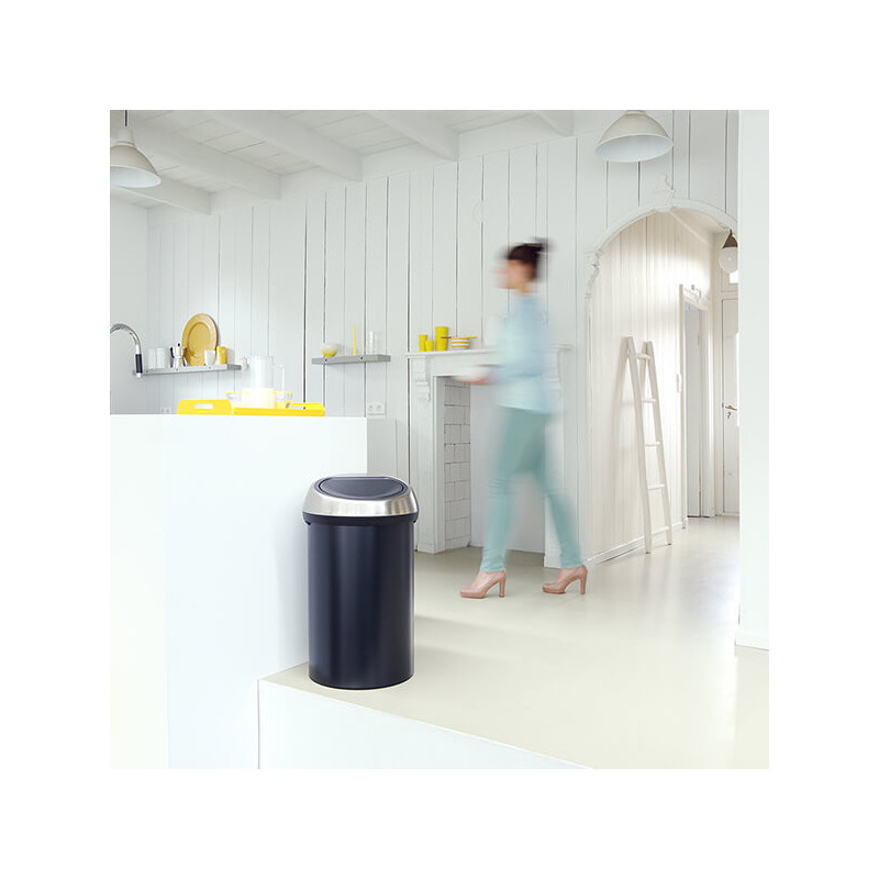 Кош за боклук Brabantia Touch Bin 647251, 60 л, Плавно и безшумно отваряне, Черен/инокс