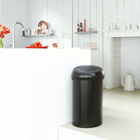 Кош за боклук Brabantia Touch Bin 647252, 60 л, Плавно и безшумно отваряне, Черен
