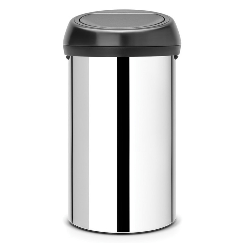 Кош за боклук BrabantiaTouch Bin 647253, 60 л, Плавно и безшумно отваряне, Инокс/черен