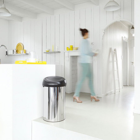 Кош за боклук BrabantiaTouch Bin 647253, 60 л, Плавно и безшумно отваряне, Инокс/черен