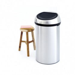 Кош за боклук Brabantia Touch Bin 647255, 60 л, Плавно и безшумно отваряне, Устойчив на пръстови отпечатъци, Инокс/мат