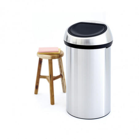 Кош за боклук Brabantia Touch Bin 647255, 60 л, Плавно и безшумно отваряне, Устойчив на пръстови отпечатъци, Инокс/мат