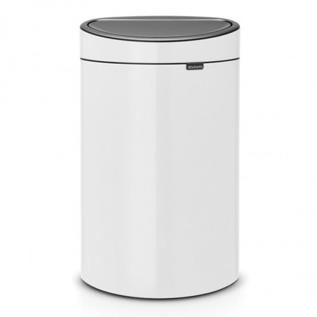 Кош за боклук Brabantia Touch Bin New 649729, 40 л, Безшумно и плавно затваряне, Плосък гръб, Бял