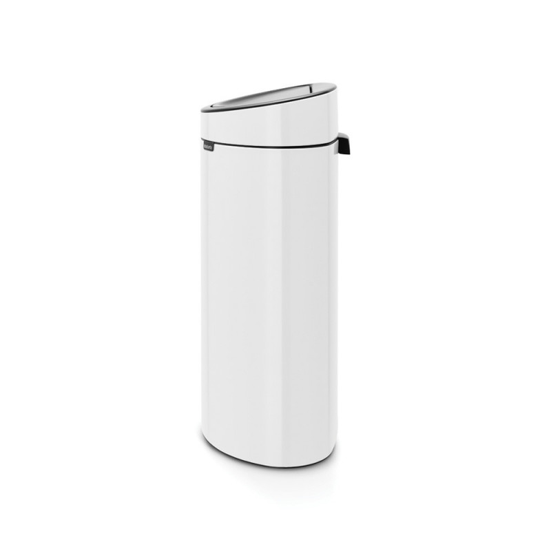 Кош за боклук Brabantia Touch Bin New 649729, 40 л, Безшумно и плавно затваряне, Плосък гръб, Бял