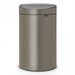 Кош за боклук Brabantia Touch Bin New 649732, 40 л, Безшумно и плавно затваряне, Плосък гръб, Сив