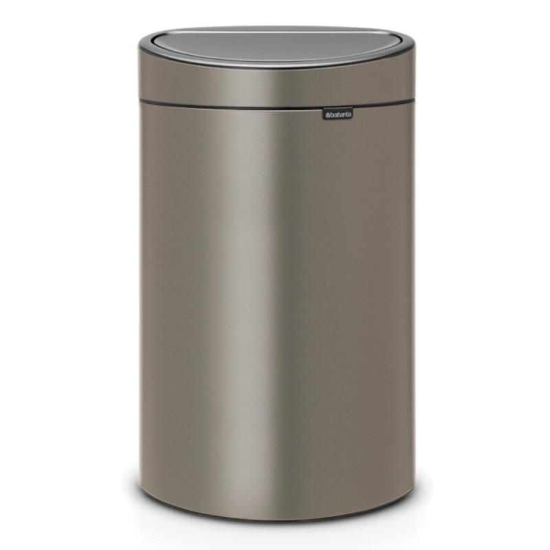 Кош за боклук Brabantia Touch Bin New 649732, 40 л, Безшумно и плавно затваряне, Плосък гръб, Сив