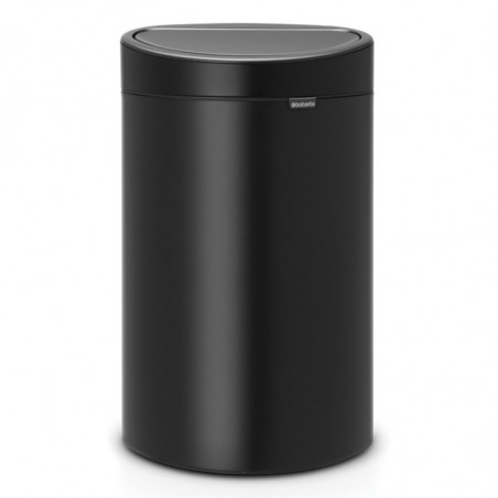 Кош за боклук Brabantia Touch Bin New 649733, 40 л, Безшумно и плавно затваряне, Плосък гръб, Черен