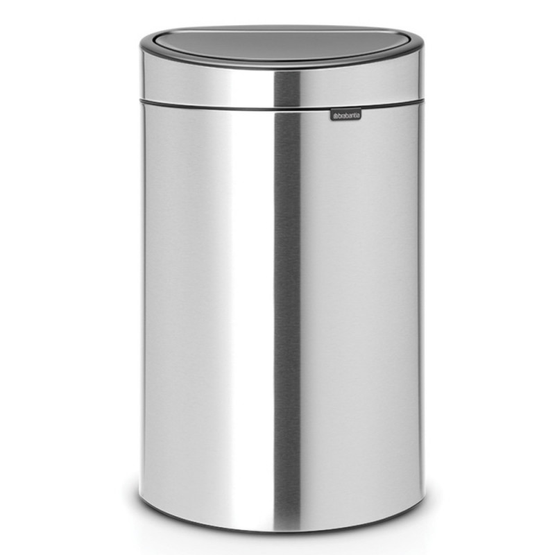 Кош за боклук Brabantia Touch Bin New 649734, 40 л, Безшумно и плавно затваряне, Плосък гръб, Устойчив на пръстови отпечатъци, Инокс/мат