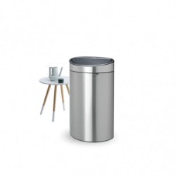 Кош за боклук Brabantia Touch Bin New 649734, 40 л, Безшумно и плавно затваряне, Плосък гръб, Устойчив на пръстови отпечатъци, Инокс/мат