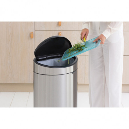 Кош за боклук Brabantia Touch Bin New 649734, 40 л, Безшумно и плавно затваряне, Плосък гръб, Устойчив на пръстови отпечатъци, Инокс/мат