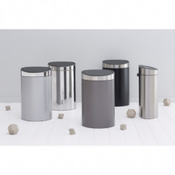 Кош за боклук Brabantia Touch Bin New 649734, 40 л, Безшумно и плавно затваряне, Плосък гръб, Устойчив на пръстови отпечатъци, Инокс/мат