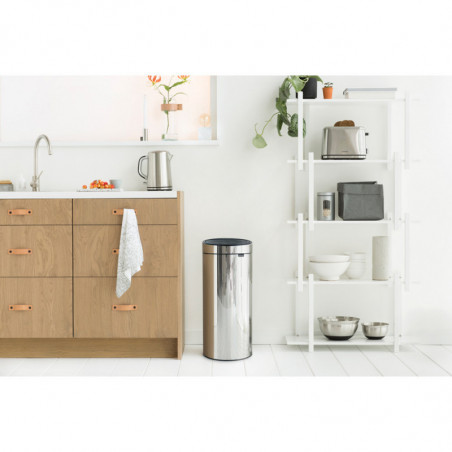Кош за боклук Brabantia Touch Bin New 650010, 30 л, Безшумно и плавно затваряне, Брилянтен инокс